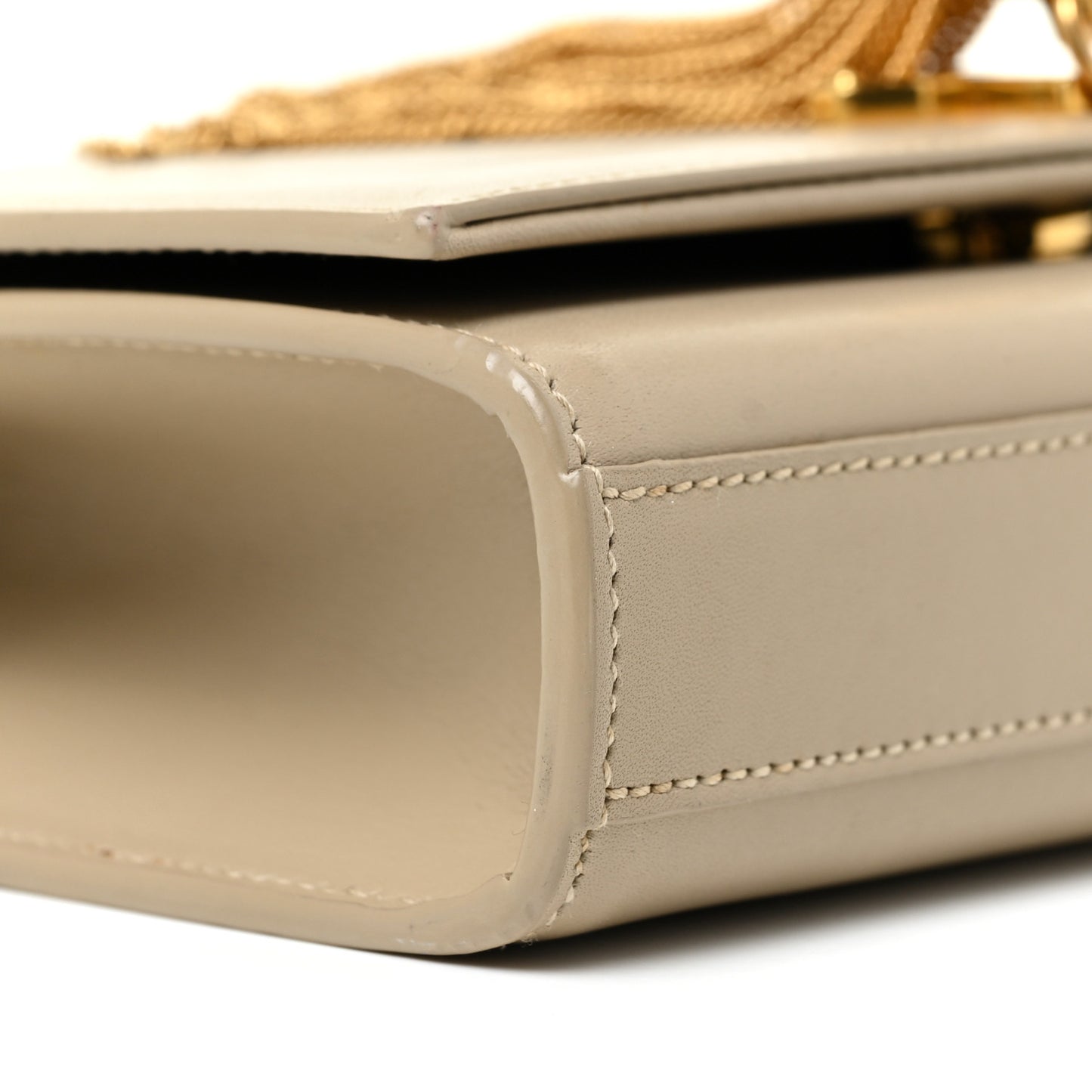 Calfskin Small Classic Monogram Kate Tassel Satchel Dark Beige