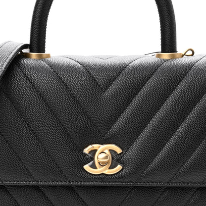 Chanel Caviar Chevron Quilted Mini Coco Handle Flap Black 8 of 10