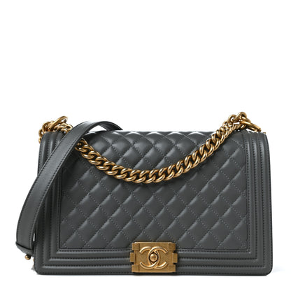 Chanel Lambskin Quilted New Medium Boy Flap Grey 1 of 9