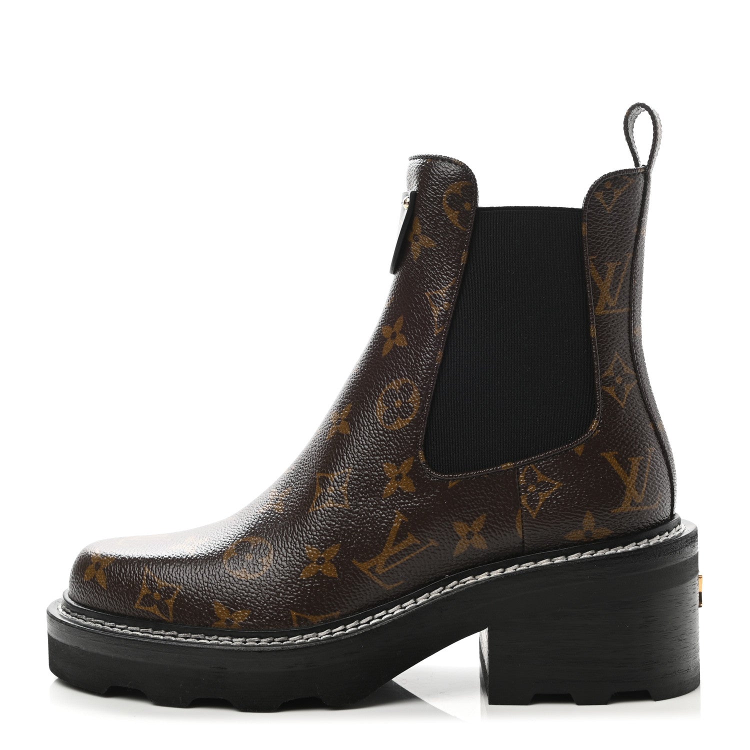 Louis Vuitton Patent Monogram LV Beaubourg Ankle Boots 37.5 Black 1 of 9