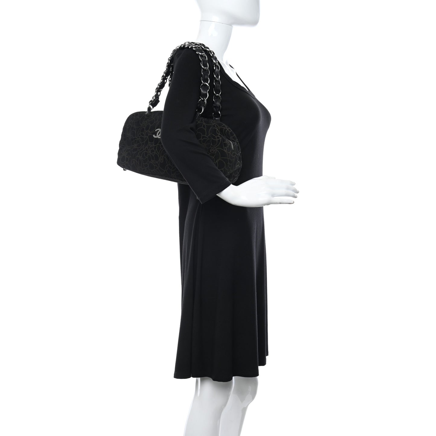 Suede Camellia Bowler Black