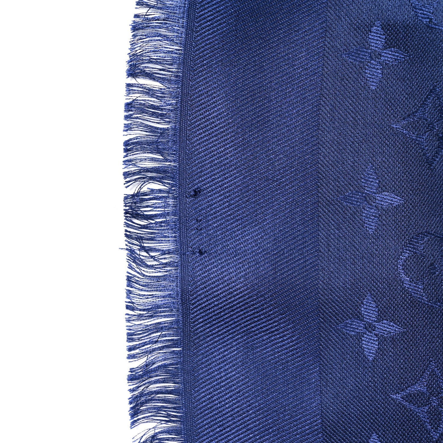 Louis Vuitton Silk Wool Monogram Shawl Navy Blue 5 of 5