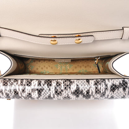 Gucci Calfskin Snakeskin Studded Small Ottilia Top Handle Bag White 5 of 7