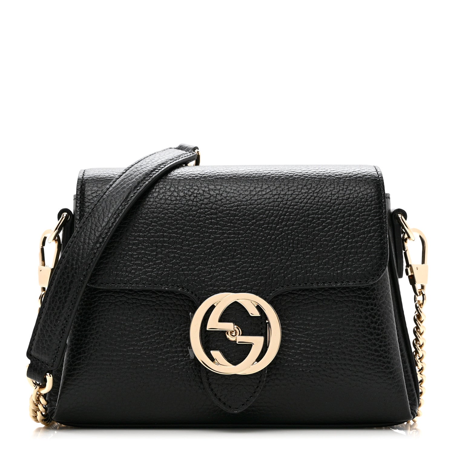 Gucci Dollar Calfskin Interlocking G Crossbody Bag Black 1 of 9