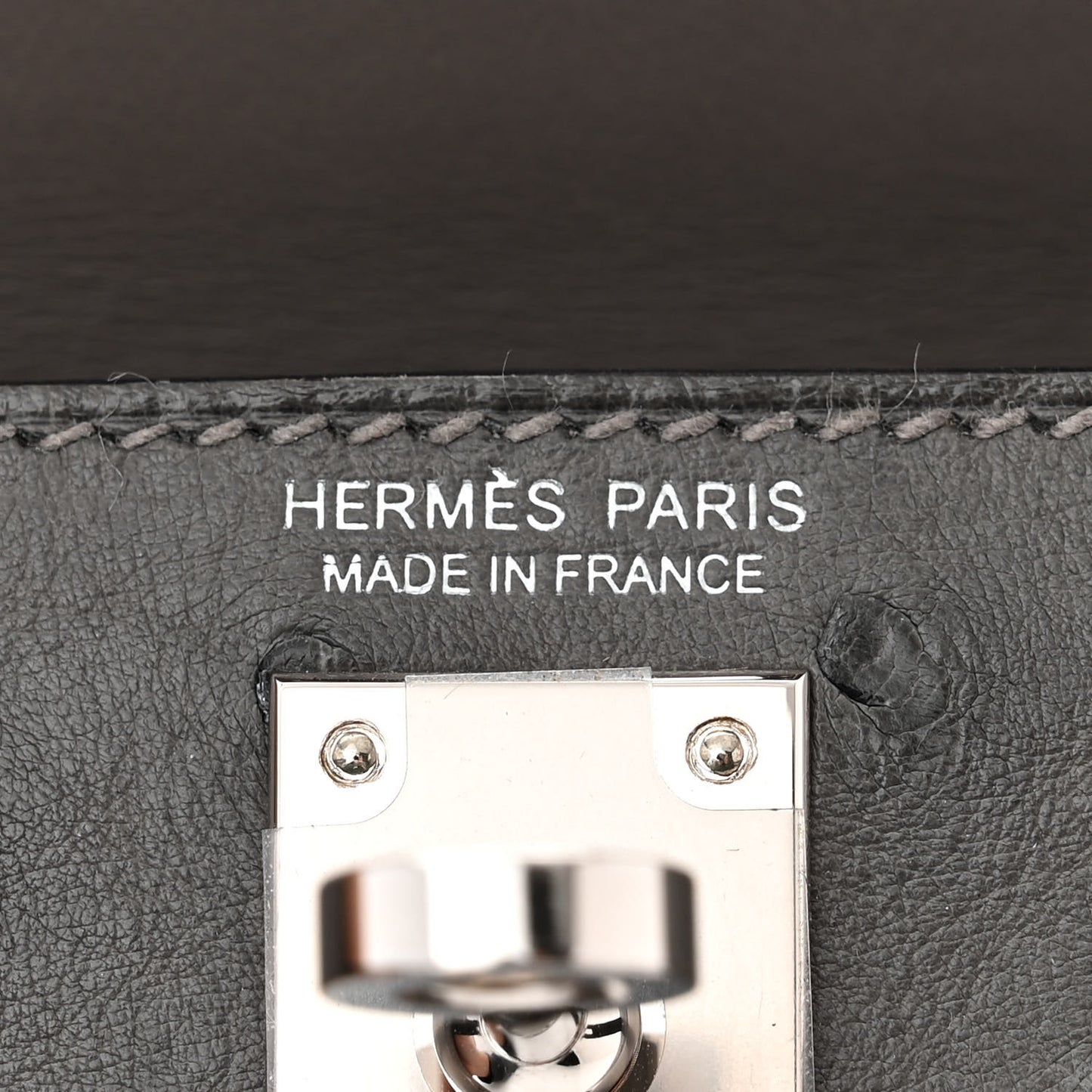 Ostrich Kelly Sellier Mini 20 Gris Meyer