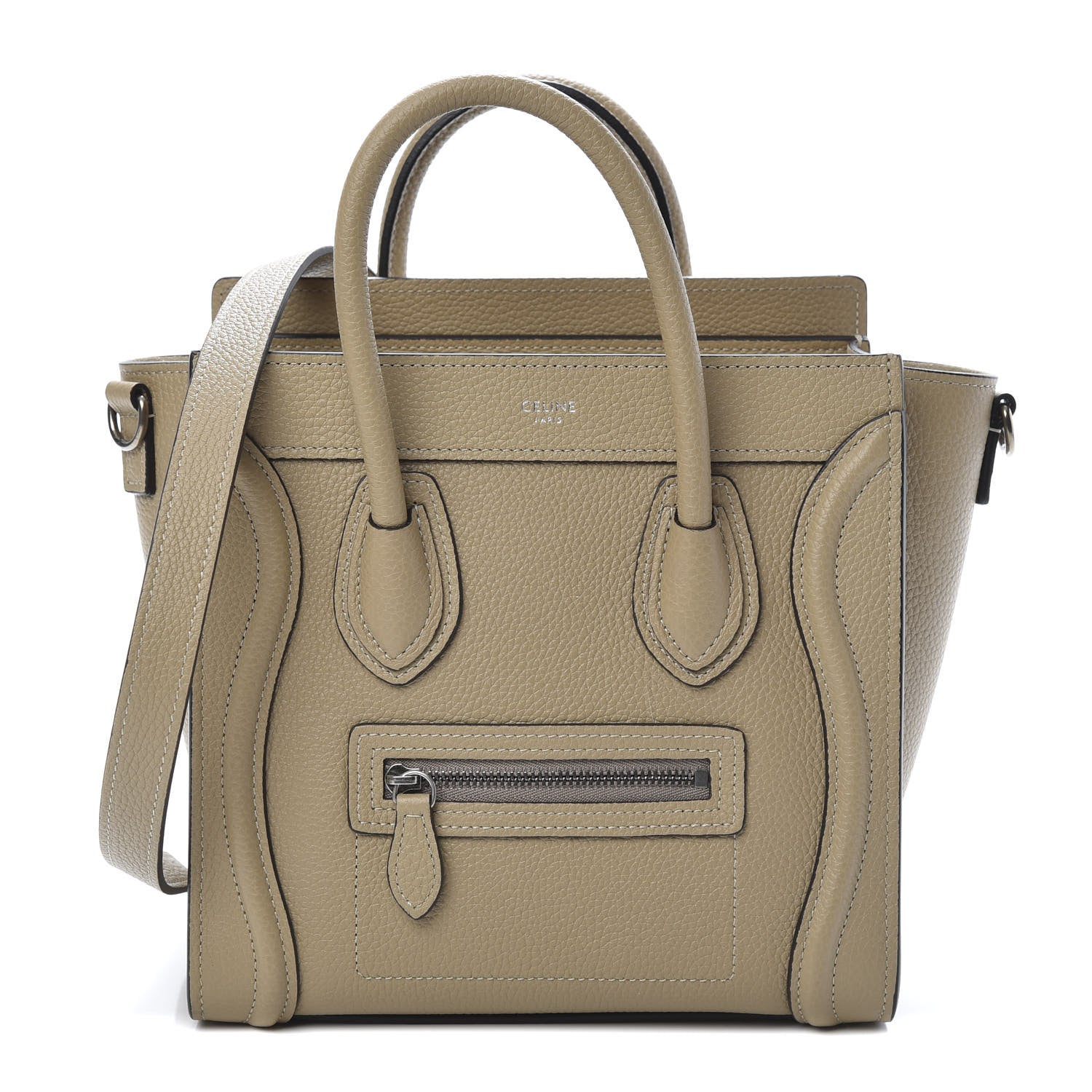 Celine Drummed Calfskin Nano Luggage Dune 1 of 12