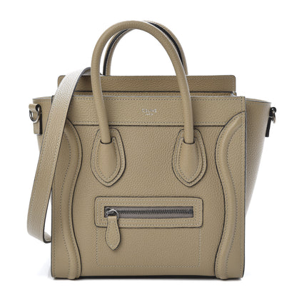 Celine Drummed Calfskin Nano Luggage Dune 1 of 12