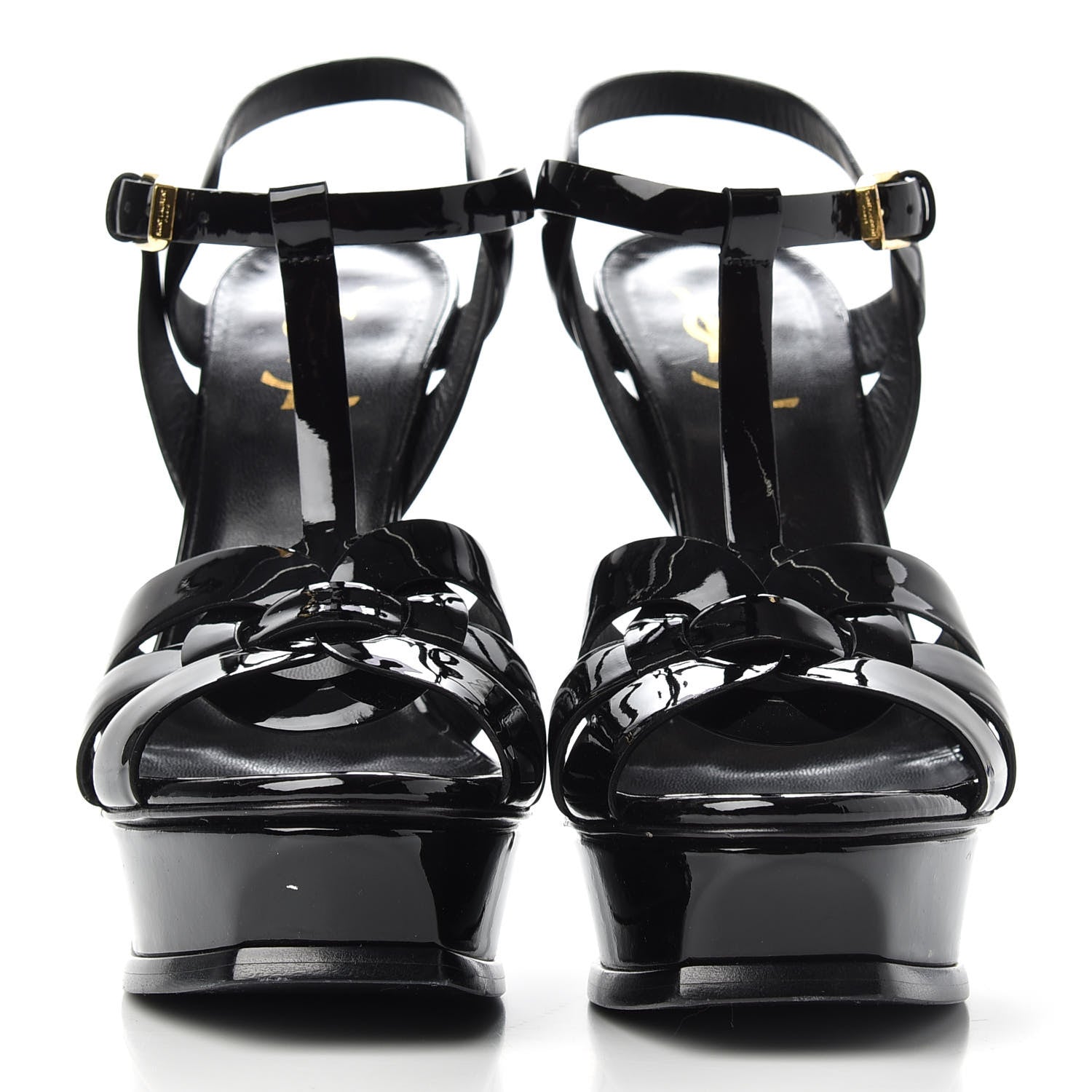 Saint Laurent Patent Tribute 105 Platform Sandals 38.5 Black 2 of 10