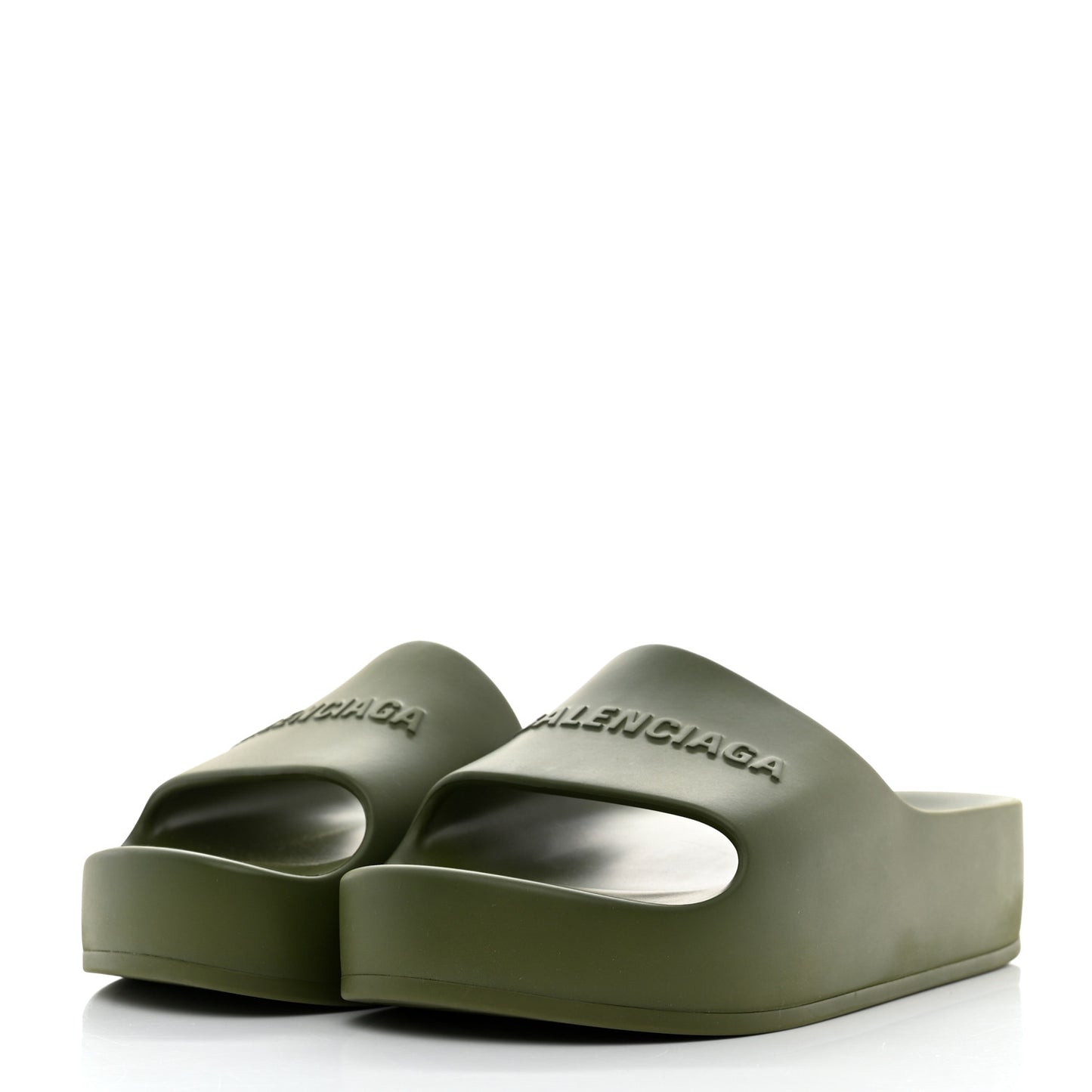 Rubber Womens Chunky Slide Sandals 38 Kaki