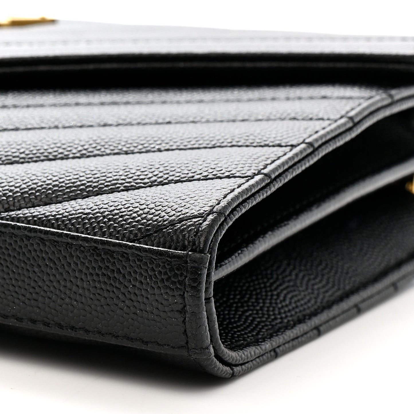Grain De Poudre Matelasse Chevron Monogram Chain Wallet Black