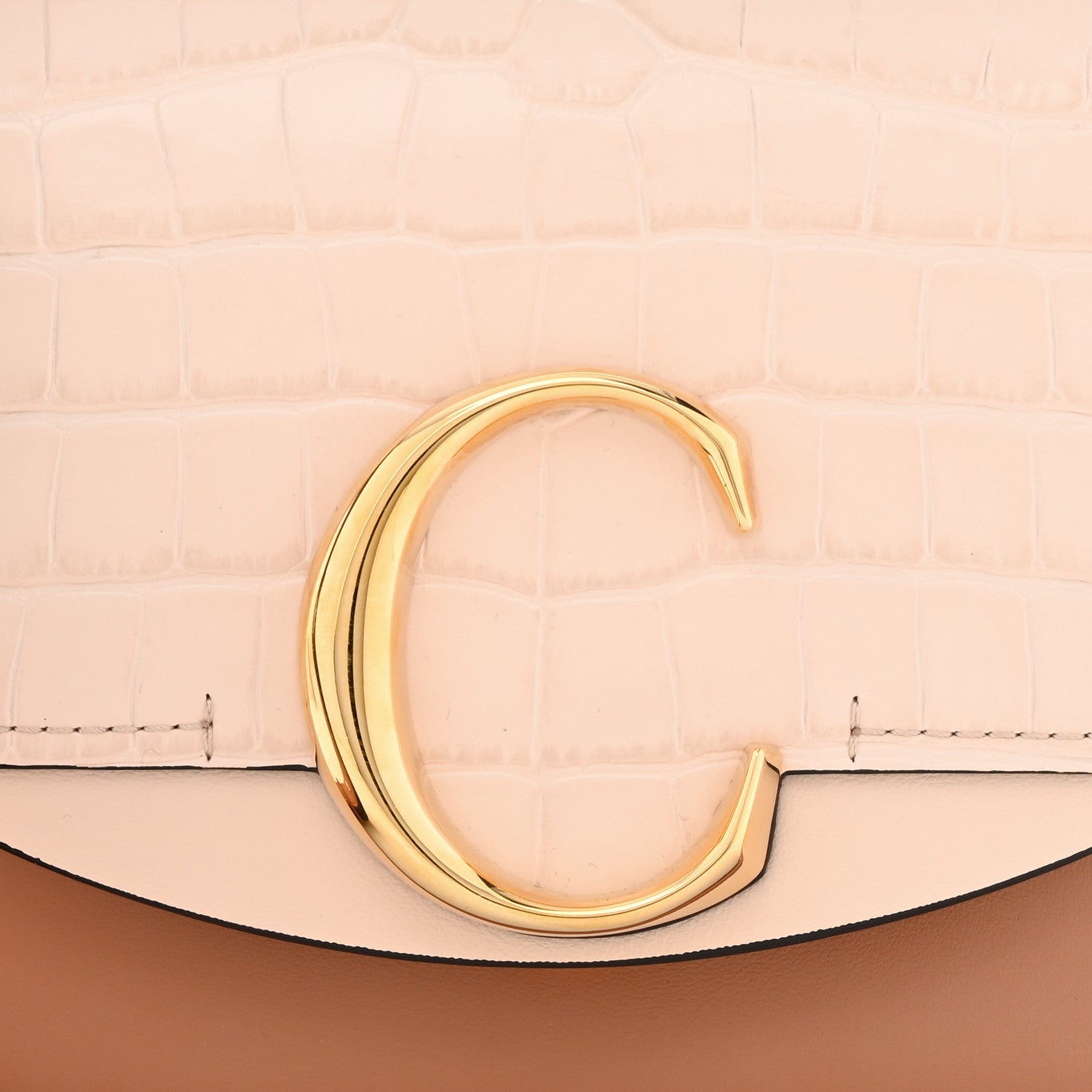 Chloe Calfskin Crocodile Embossed Mini C Double Carry Cement Pink 8 of 10