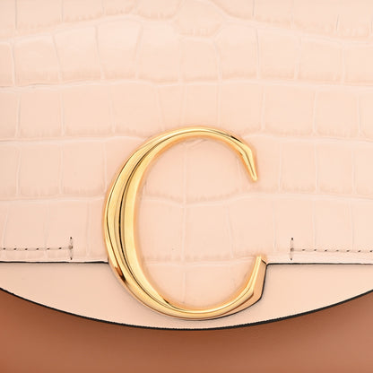 Chloe Calfskin Crocodile Embossed Mini C Double Carry Cement Pink 8 of 10