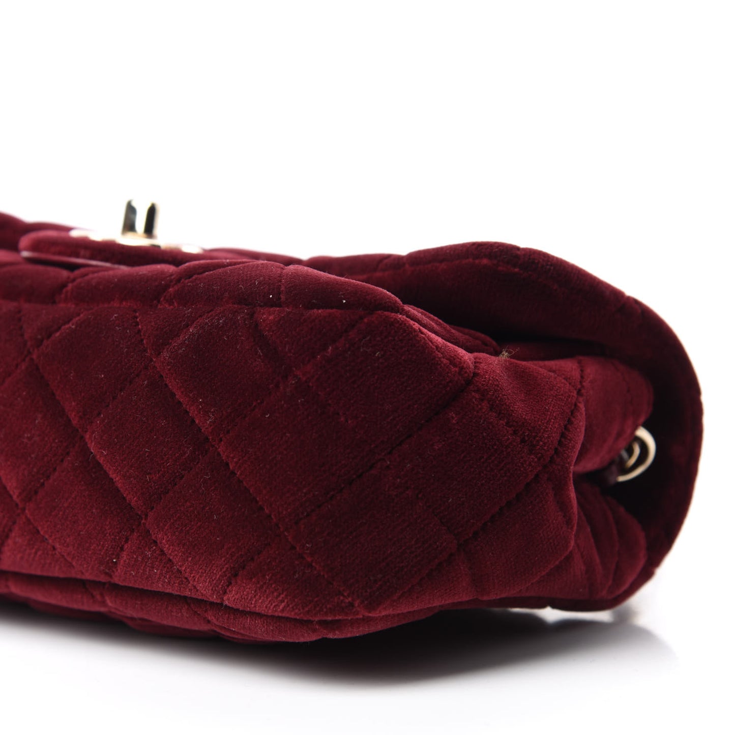 Velvet Quilted Mini Rectangular Pearl Crush Flap Burgundy