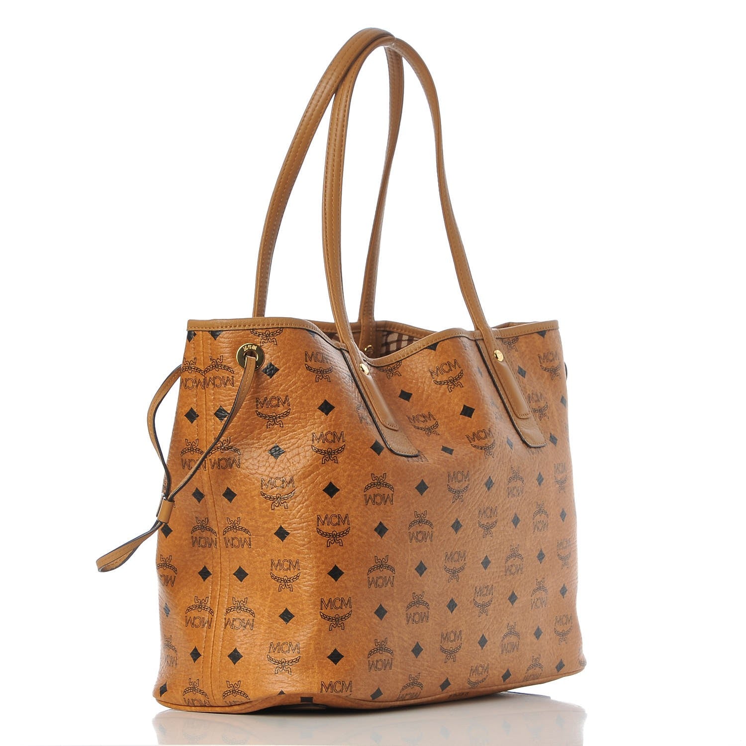 MCM Visetos Medium Liz Reversible Shopper Tote Cognac 3 of 14