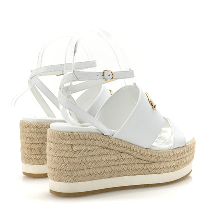 Hermes Goatskin Elise Espadrille Wedge Sandals 36 White 5 of 10