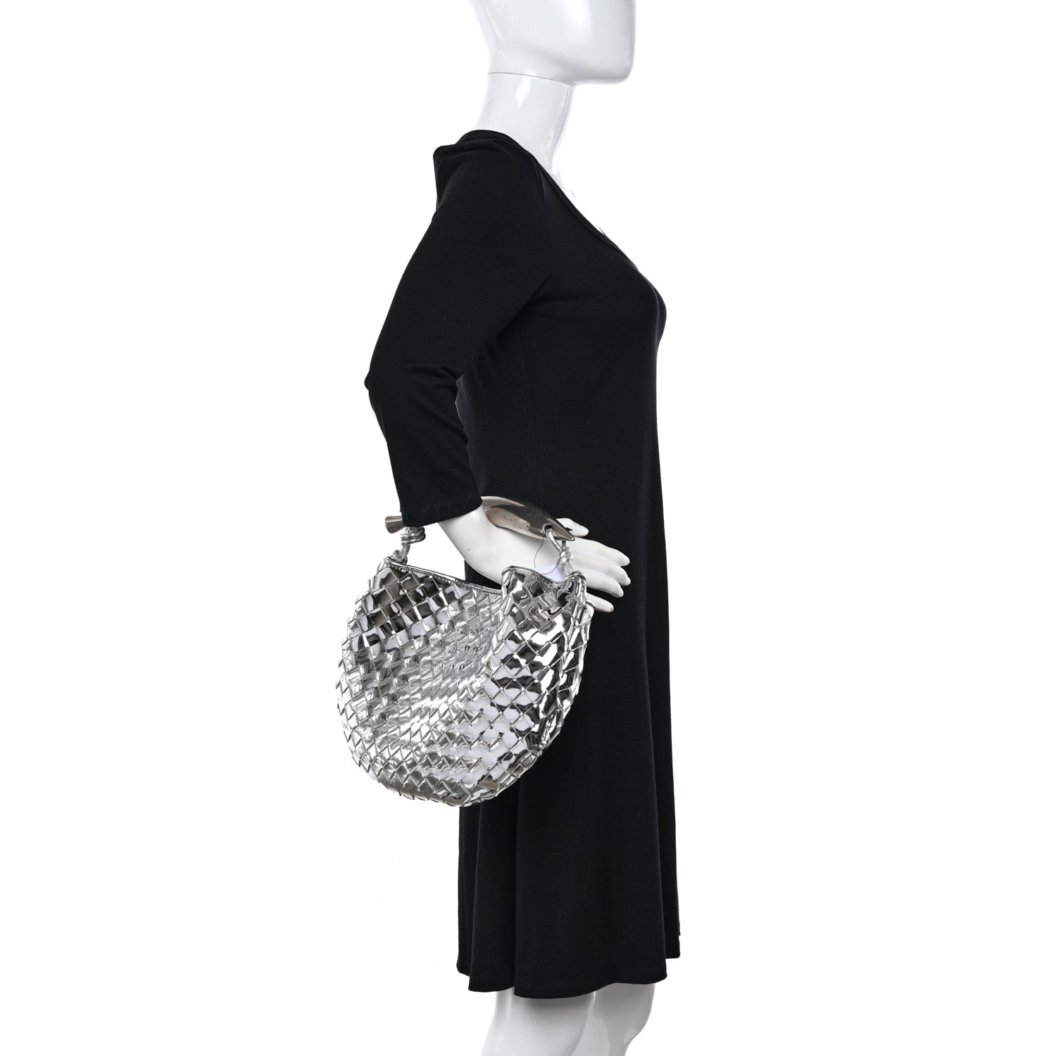 Bottega Veneta Mirror Laminated Nappa Intrecciato Sardine Bag Silver 2 of 10