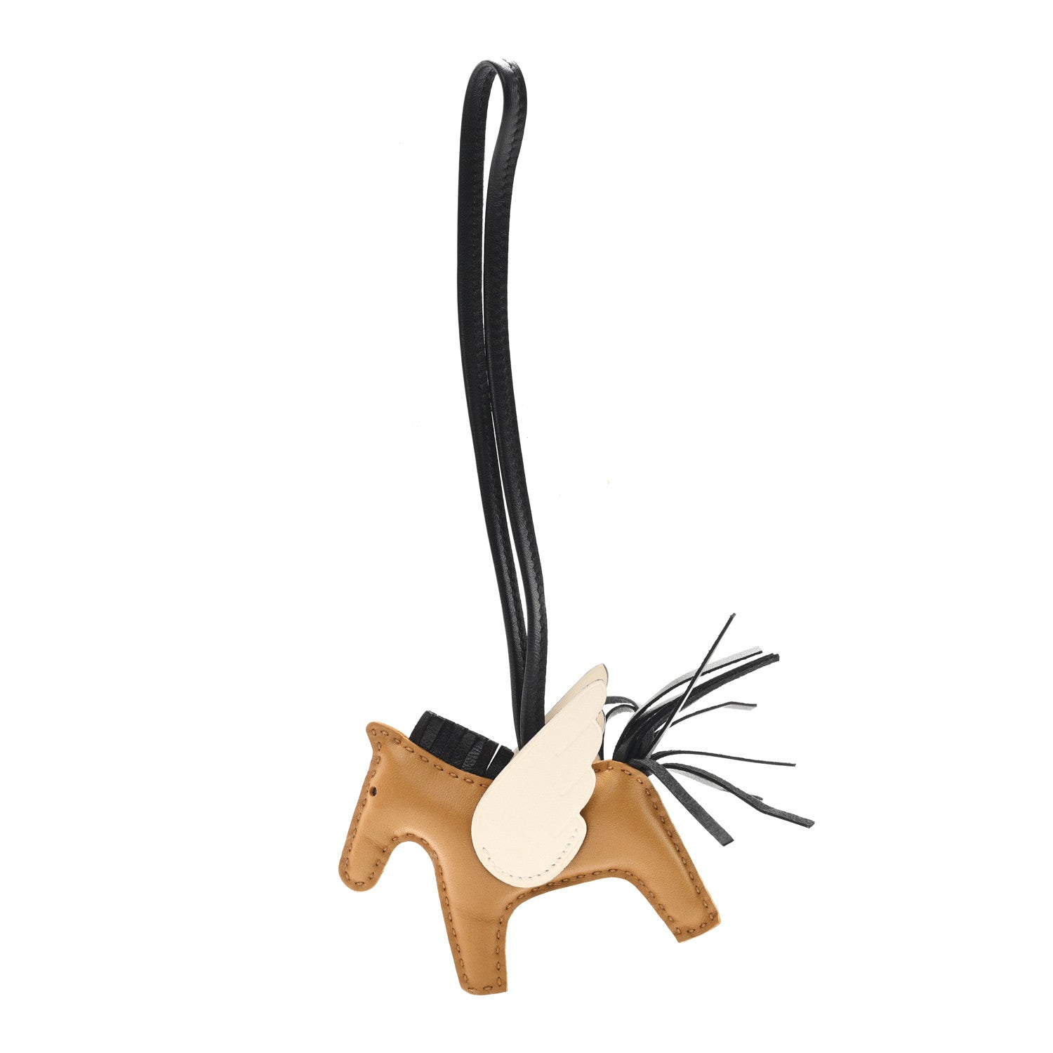 Hermes Milo Lambskin Grigri Rodeo Pegase Horse Bag Charm PM Sesame Black Nata 1 of 5