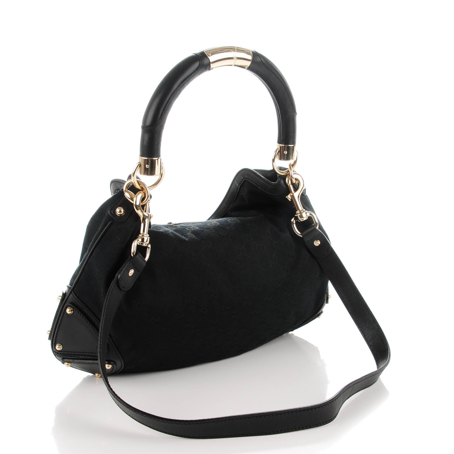 Gucci Monogram Medium Indy Top Handle Hobo Black 3 of 7