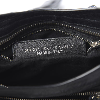 Balenciaga Agneau Classic Silver Hardware Mini City Logo Strap Black White 6 of 9