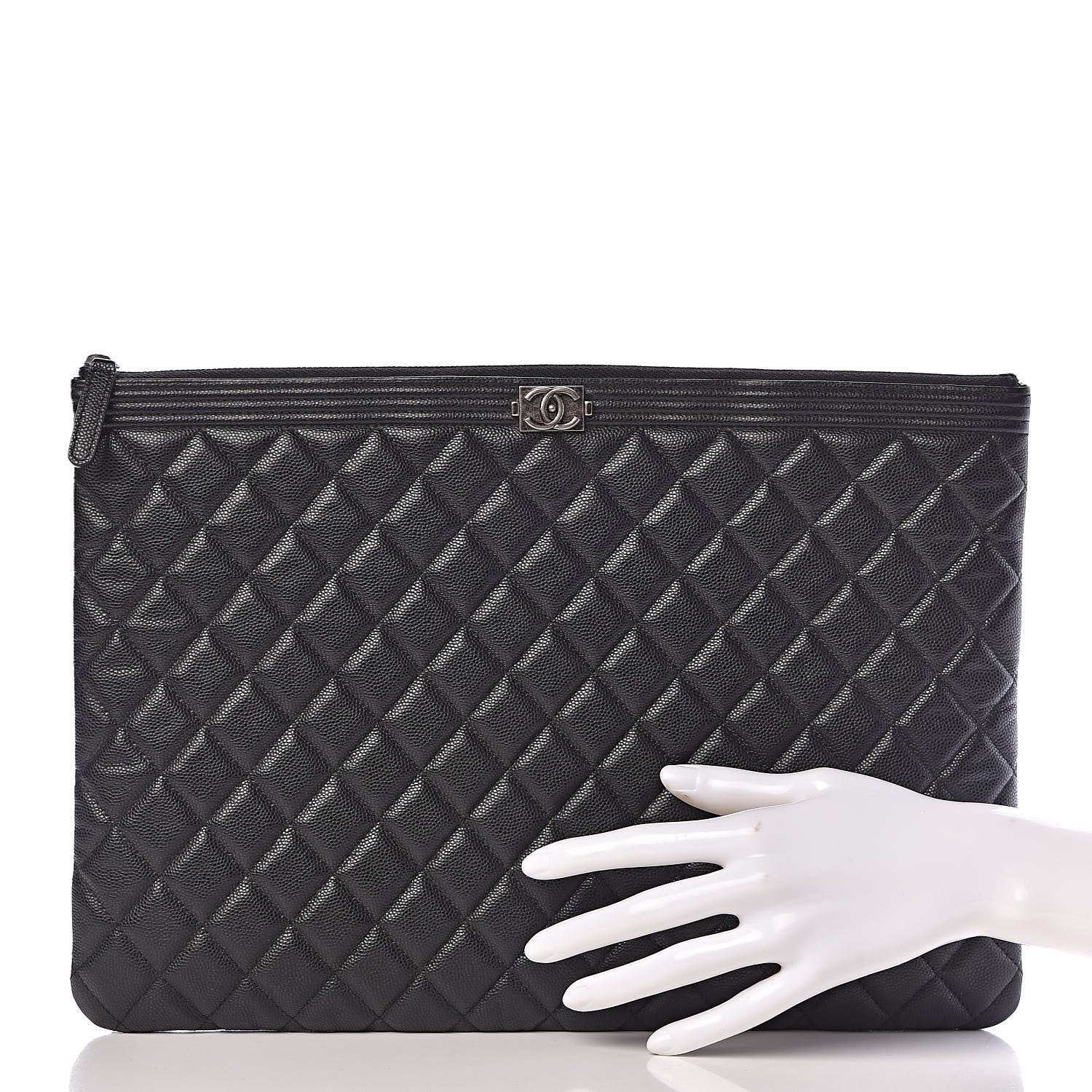 Chanel Caviar Quilted Large Boy Cosmetic Case Black 2 of 11