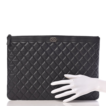 Chanel Caviar Quilted Large Boy Cosmetic Case Black 2 of 11