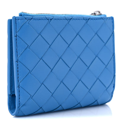 Bottega Veneta Nappa Intrecciato Bifold Zip Wallet Blue 3 of 6
