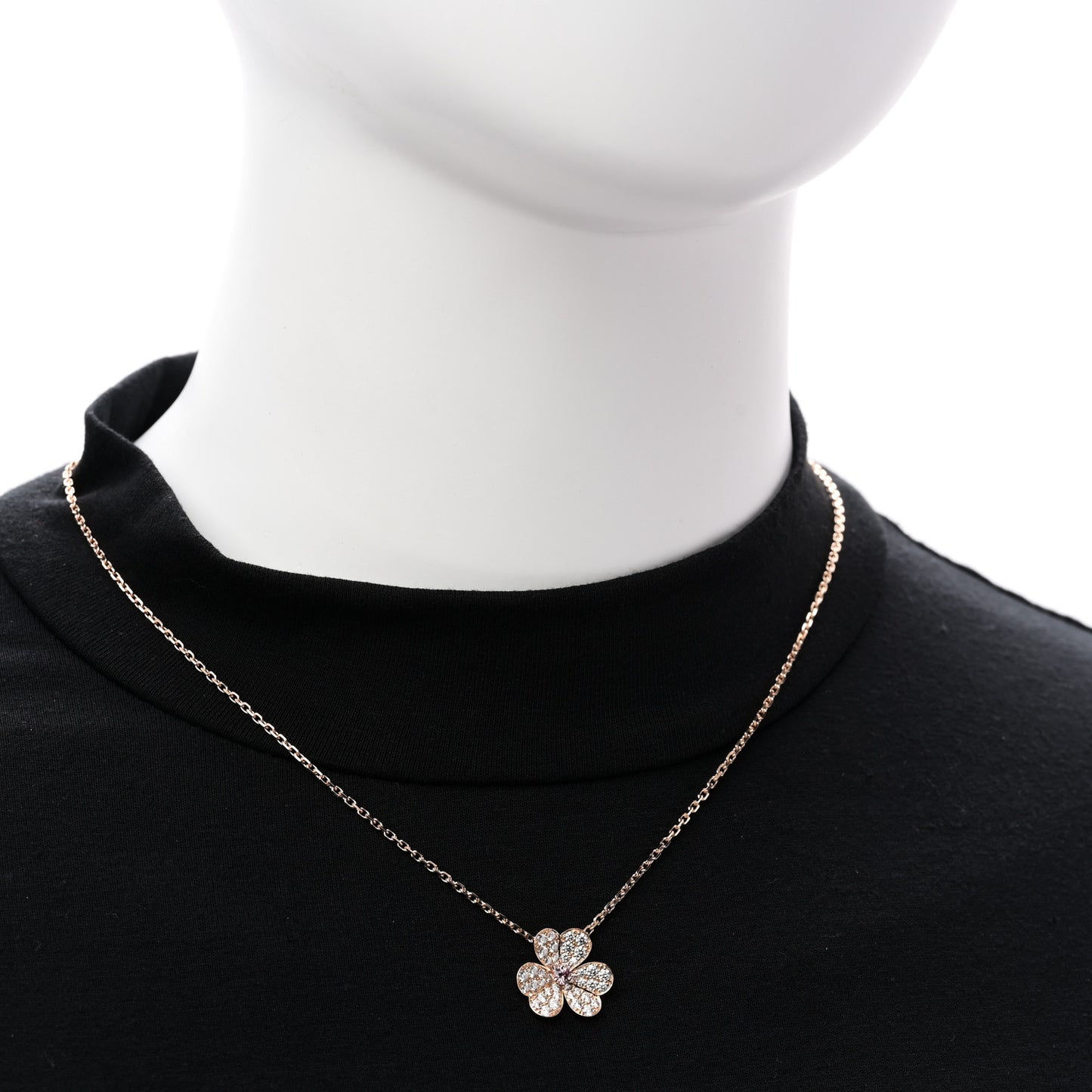 18K Rose Gold Diamond Pink Sapphire Small Frivole Pendant Necklace