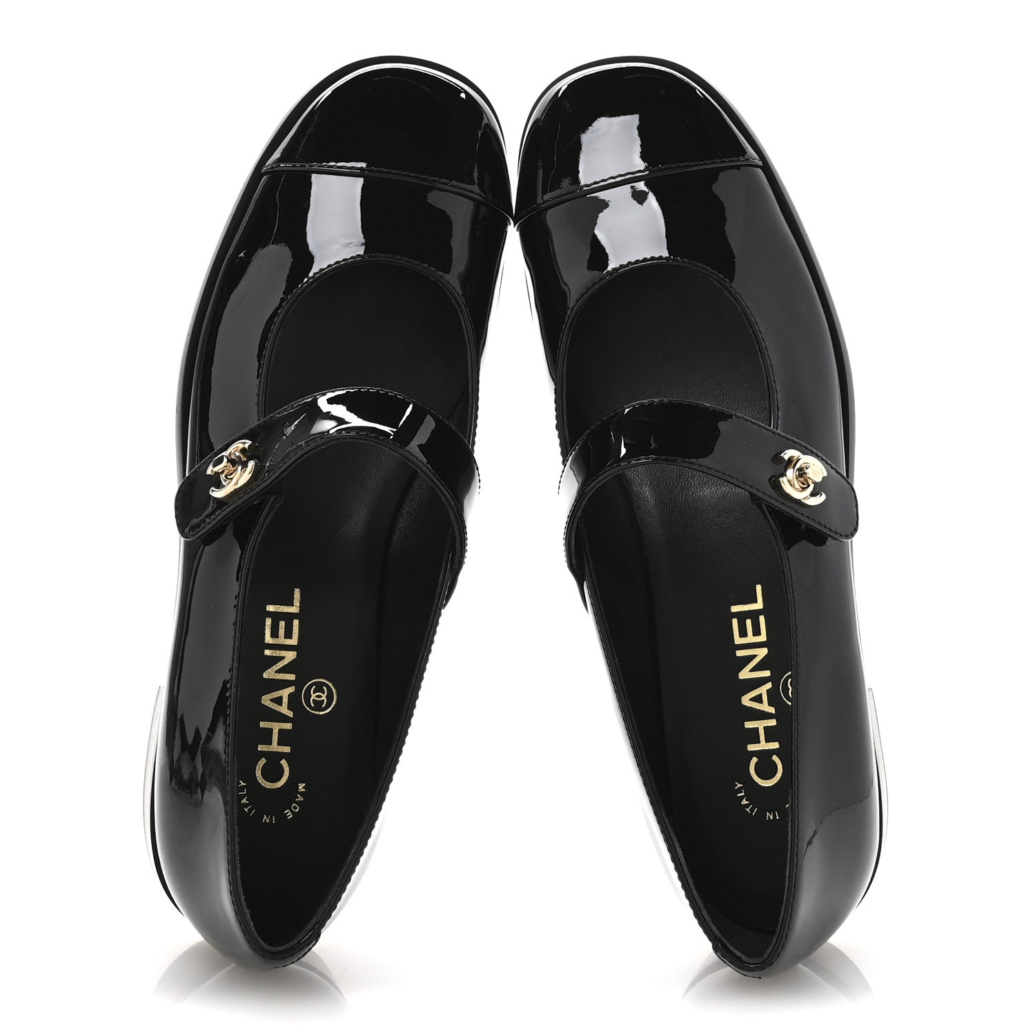 Chanel Patent Calfskin Mary Janes Flats 38 Black 2 of 9