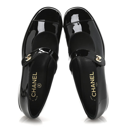 Chanel Patent Calfskin Mary Janes Flats 38 Black 2 of 9