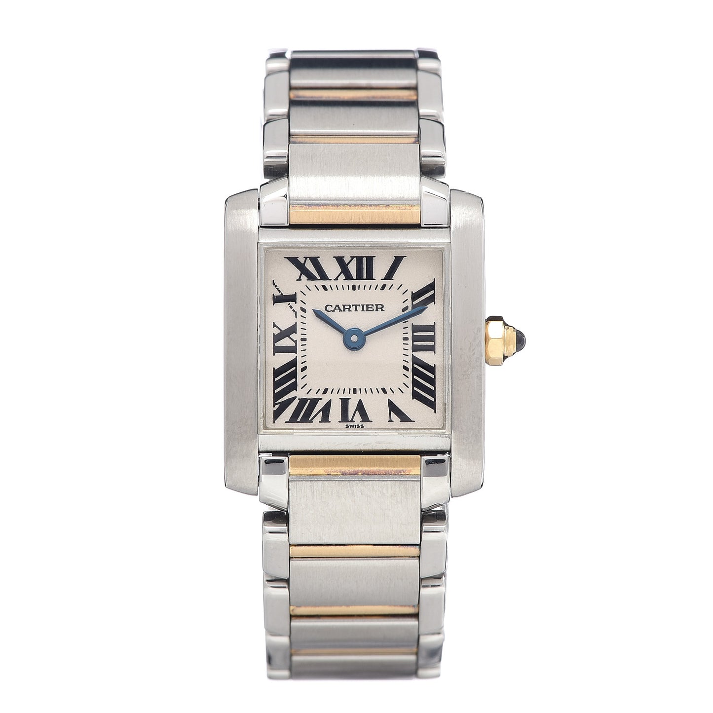 Stainless Steel 18K Yellow Gold 20mm Tank Francaise Quartz Watch