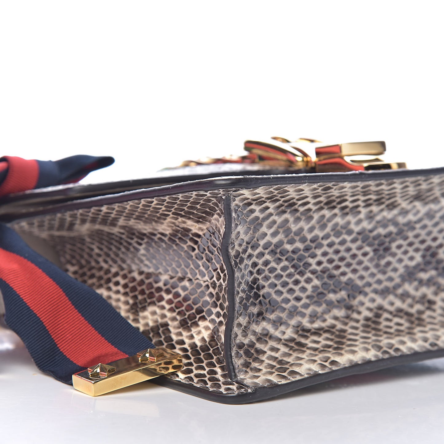 Snakeskin Mini Sylvie Chain Shoulder Bag Grey