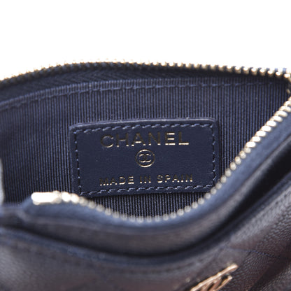 Chanel Caviar Quilted CC Zip Card Holder Navy 7 of 9