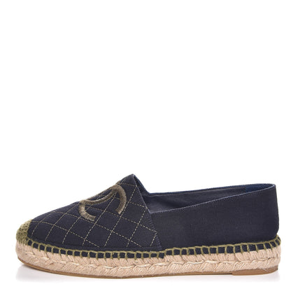 Chanel Fabric CC Espadrilles 38 Blue Green 1 of 12