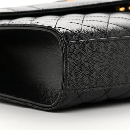 Saint Laurent Grain De Poudre Textured Mixed Matelasse Triquilt Medium Monogram Satchel Black 9 of 10