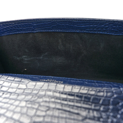 Saint Laurent Calfskin Crocodile Embossed Medium Classic Monogram Kate Tassel Satchel Deep Marine 10 of 11