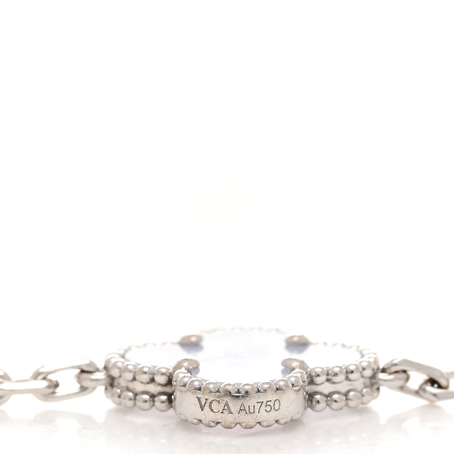 18K White Gold Chalcedony 5 Motifs Vintage Alhambra Bracelet