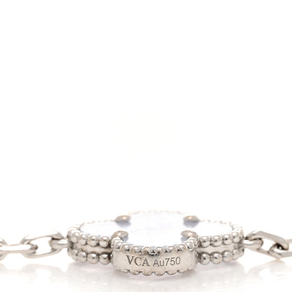 Van Cleef & Arpels 18K White Gold Chalcedony 5 Motifs Vintage Alhambra Bracelet 4 of 5
