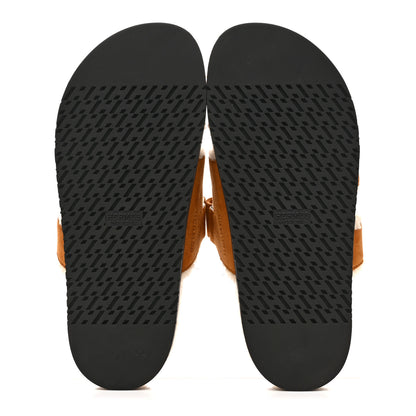 Hermes Suede Goatskin Woolskin Womens Chypre Sandals 40 Naturel Ecru 6 of 10