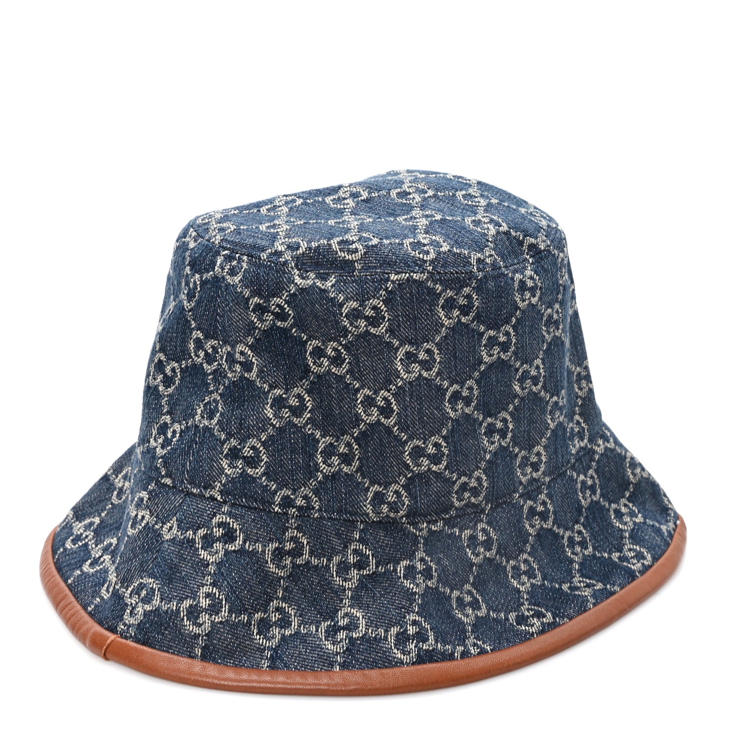 Washed Jacquard Denim Nappa GG Monogram Oscar Bucket Hat L Denim Cuir