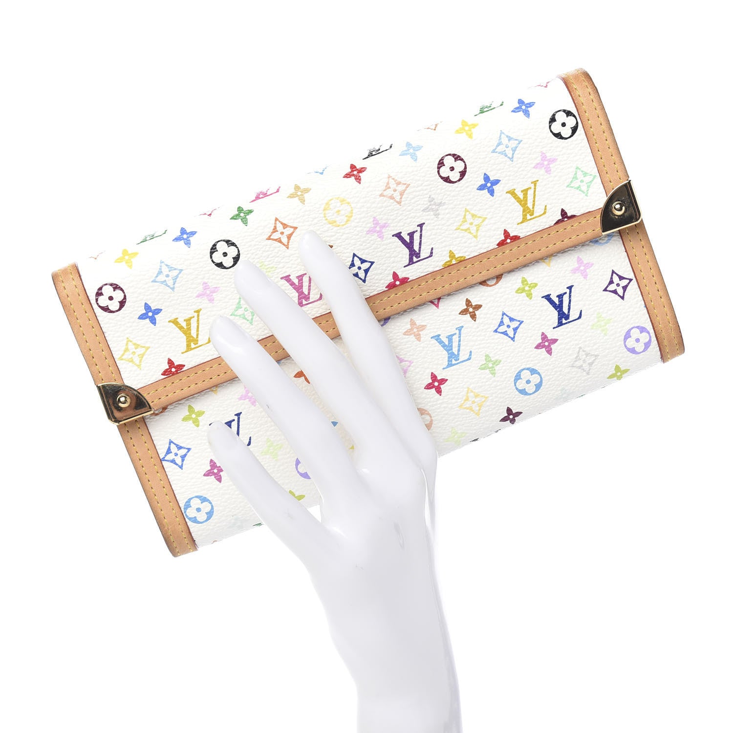 Louis Vuitton Monogram Multicolor Porte Tresor International Wallet White 2 of 7