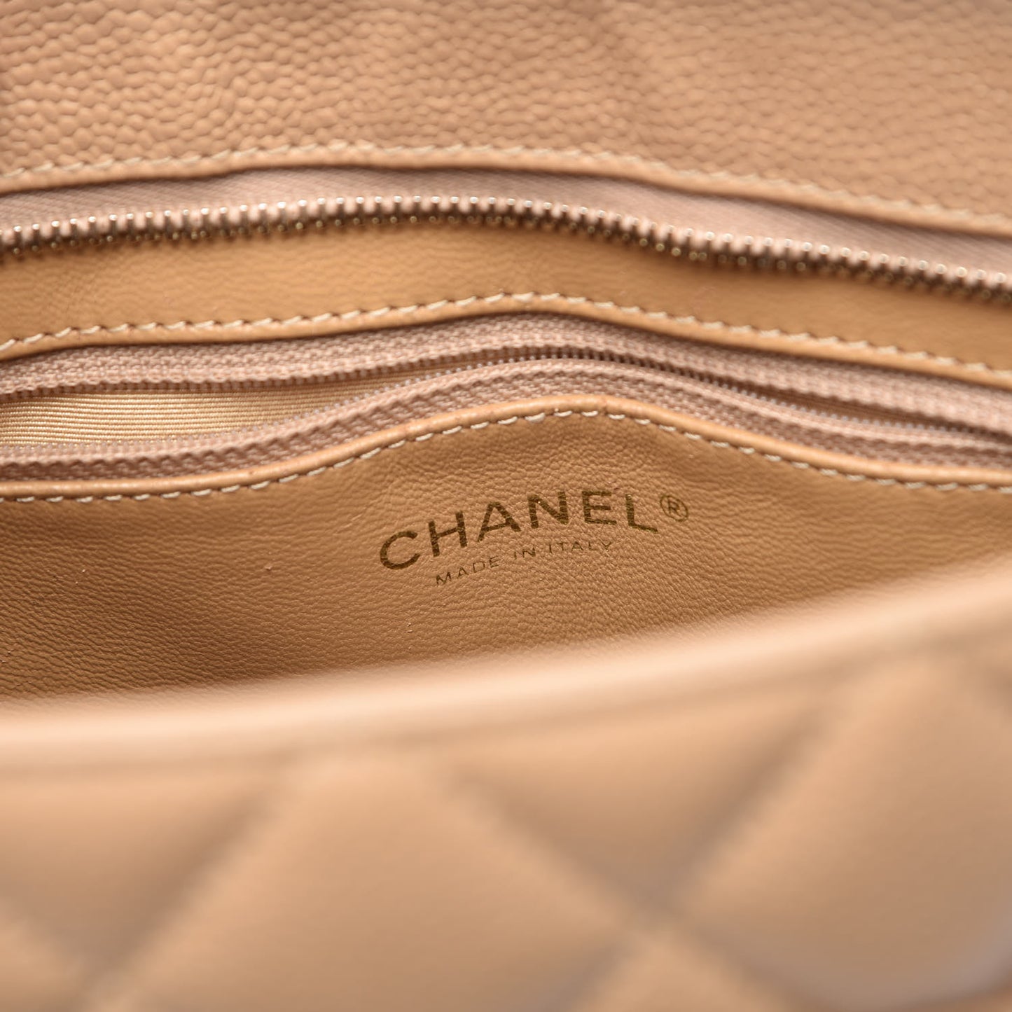 Caviar Quilted Medallion Tote Beige