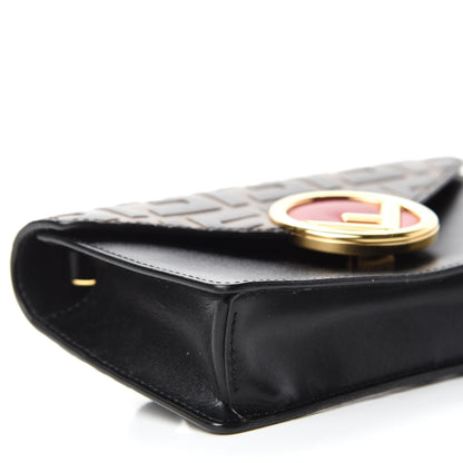 Fendi Vitello Liberty F is Fendi Bi-Color FF 1974 Embossed Envelope Belt Bag Maya Black 6 of 12