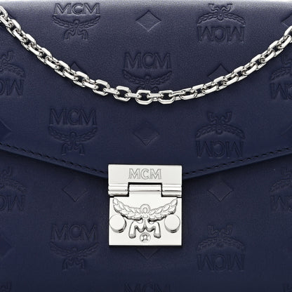 MCM Calfskin Ottomar Monogram Medium Millie Crossbody Bag Navy Blue 8 of 10