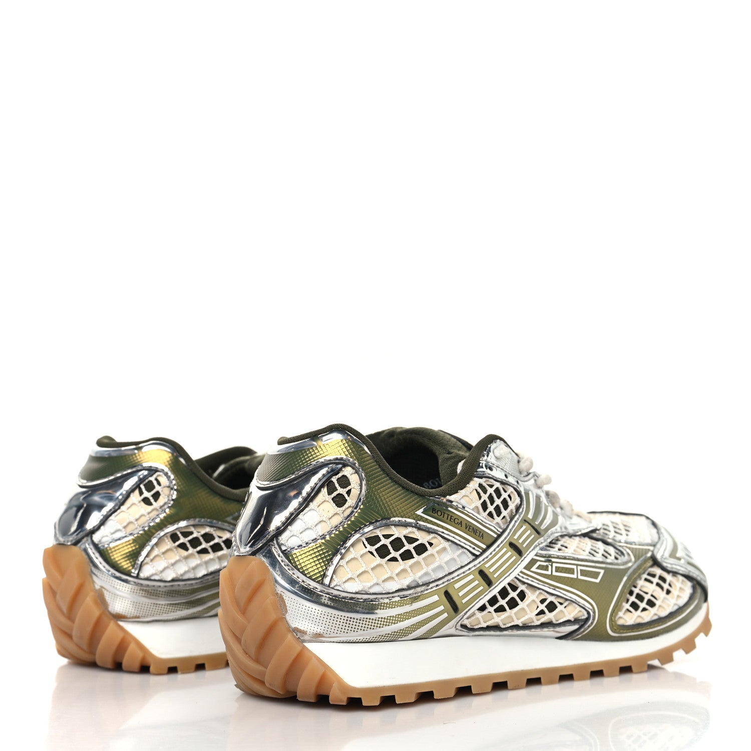 Bottega Veneta Fishnet Fabric Orbit Mens Sneakers 41 Mud white