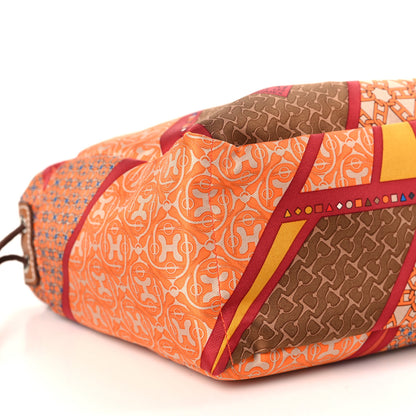 Hermes Silk Barenia Carre en Cravates Fourbi 25 MM Pouch Flamingo Pink Deer Brown 9 of 10