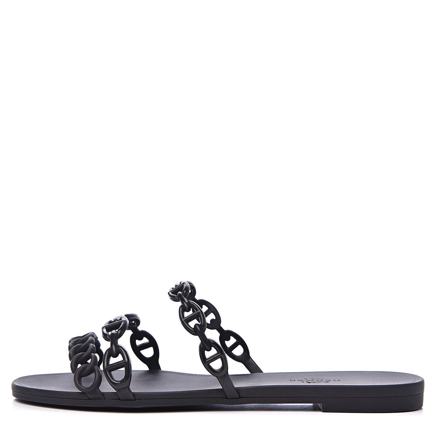 Hermes Rubber Chaine d'Ancre Rivage Sandals 37 Black 1 of 8