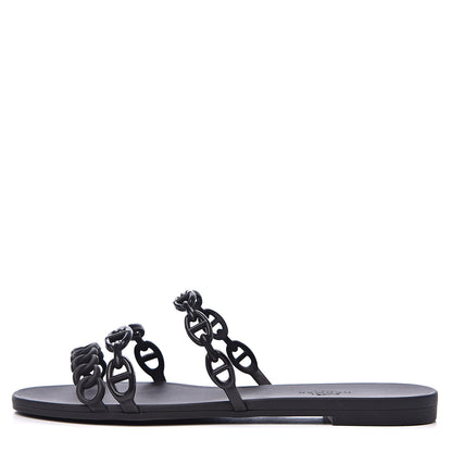 Hermes Rubber Chaine d'Ancre Rivage Sandals 37 Black 1 of 8
