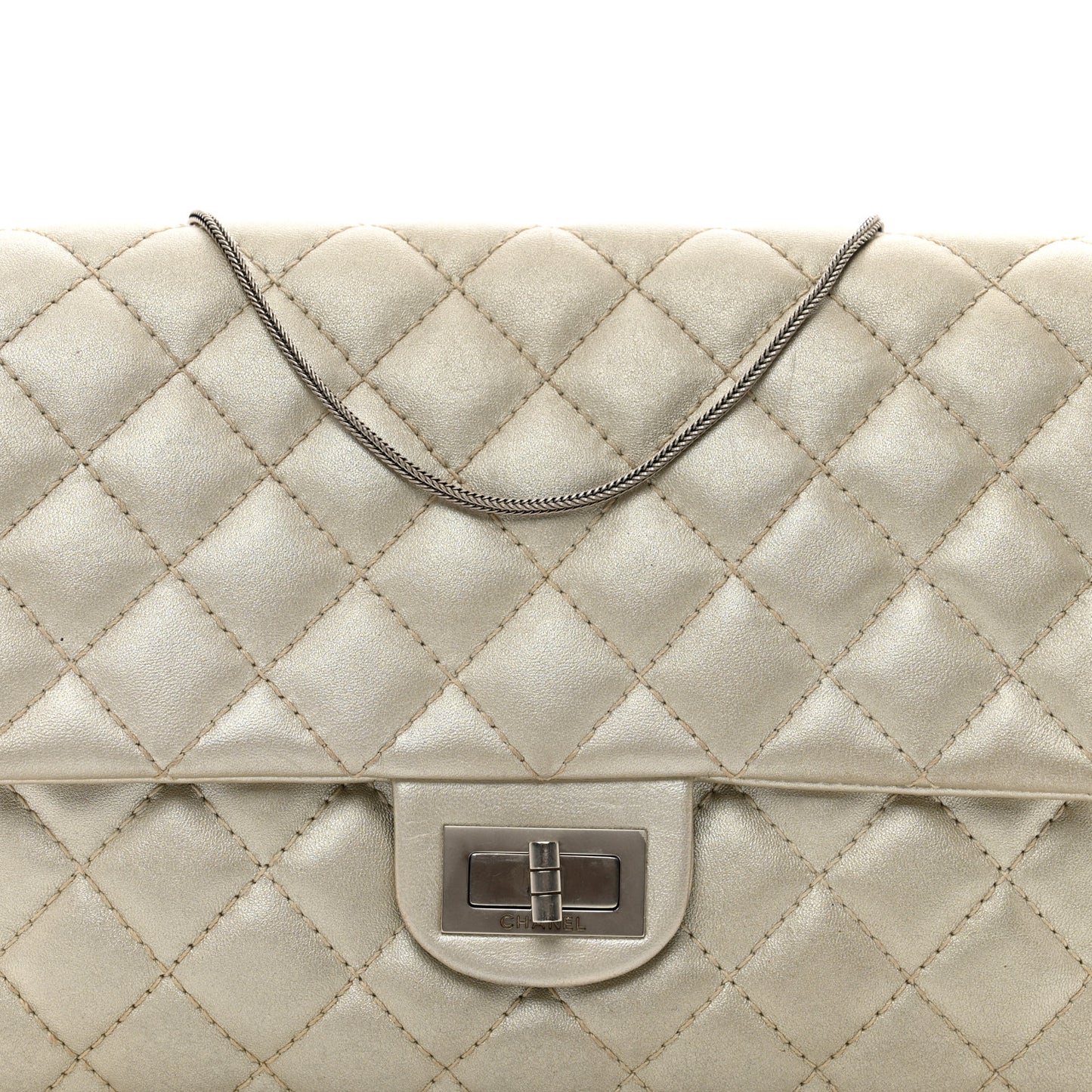 Metallic Lambskin Quilted Snake Chain 2.55 Reissue Flap Silver