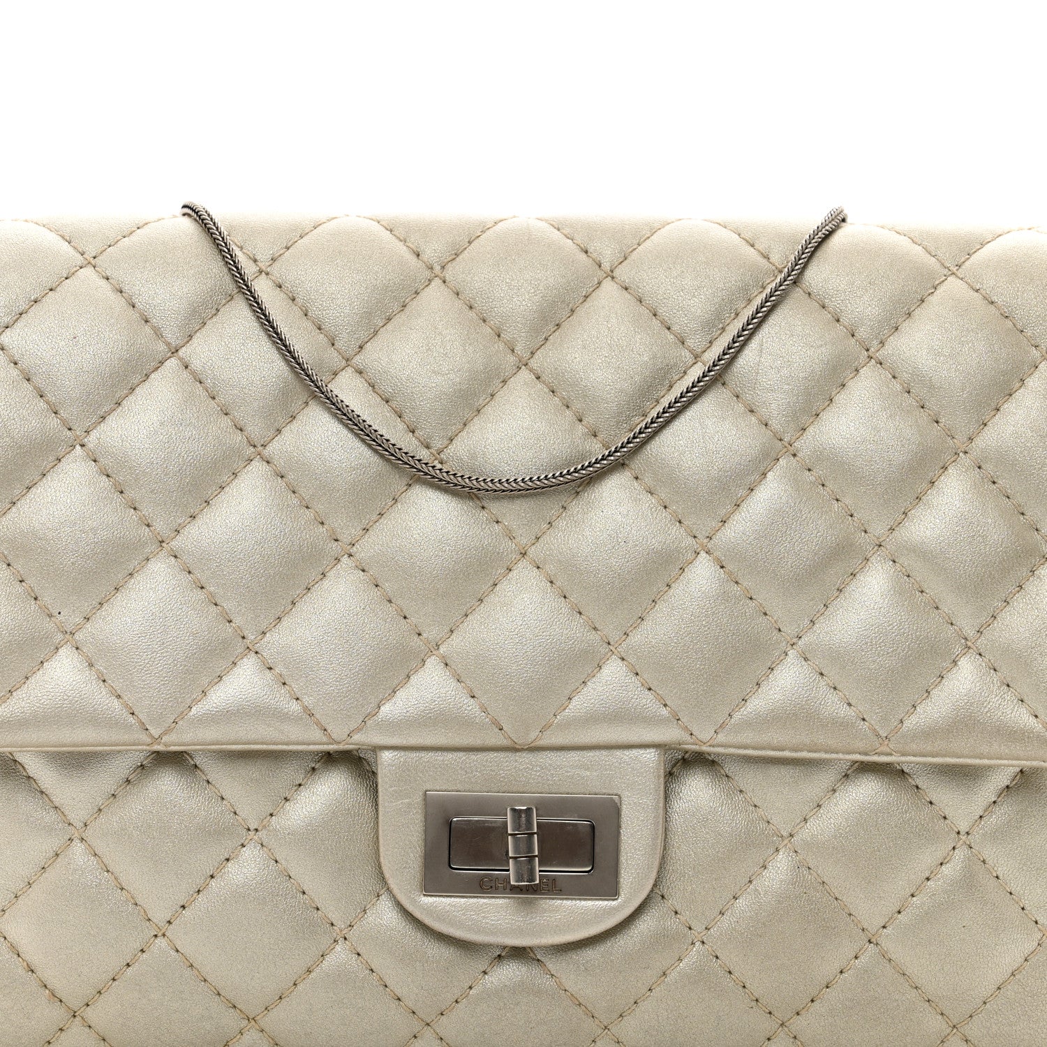 Chanel Metallic Lambskin Quilted Snake Chain 2.55 Reissue Flap Silver 5 of 11