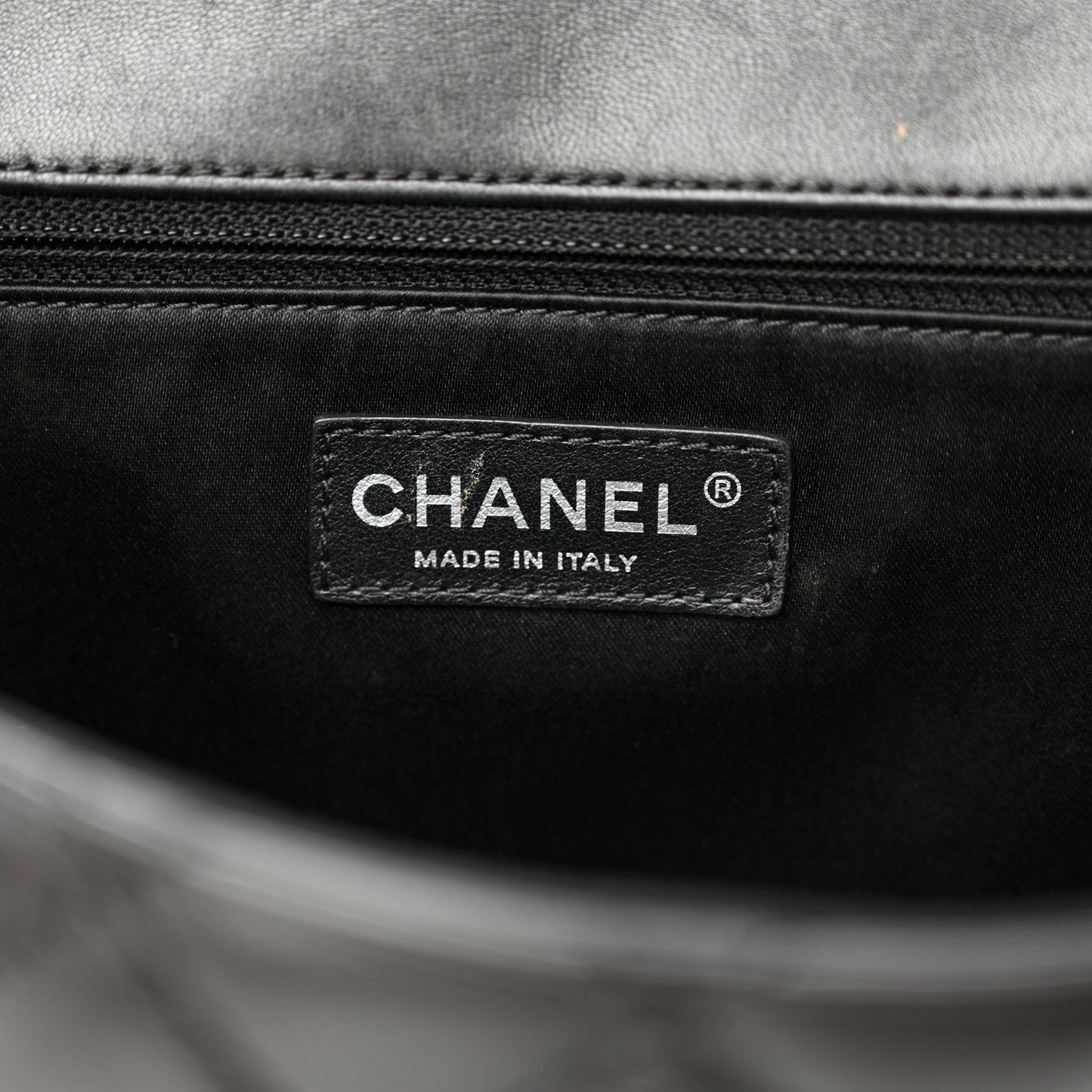 Lambskin Quilted Jumbo Easy Carry Flap Black